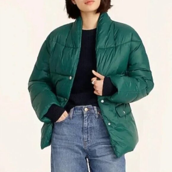 J. Crew Signature Alps PrimaLoft Puffer Jacket Spruce Green Insulated Coat XS - Picture 1 of 8